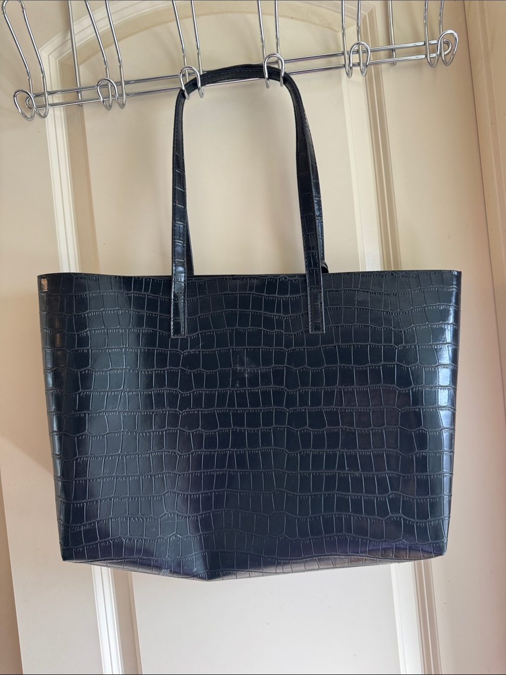 Mock Croc-Embossed Tote - Picture 3 of 7